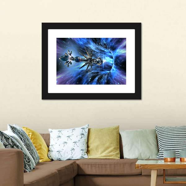 Futuristic Spacecraft Planet Canvas Wall Art-3 Horizontal-Gallery Wrap-25" x 16"-Tiaracle