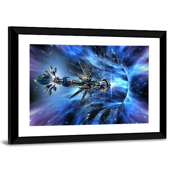 Futuristic Spacecraft Planet Canvas Wall Art-3 Horizontal-Gallery Wrap-25" x 16"-Tiaracle