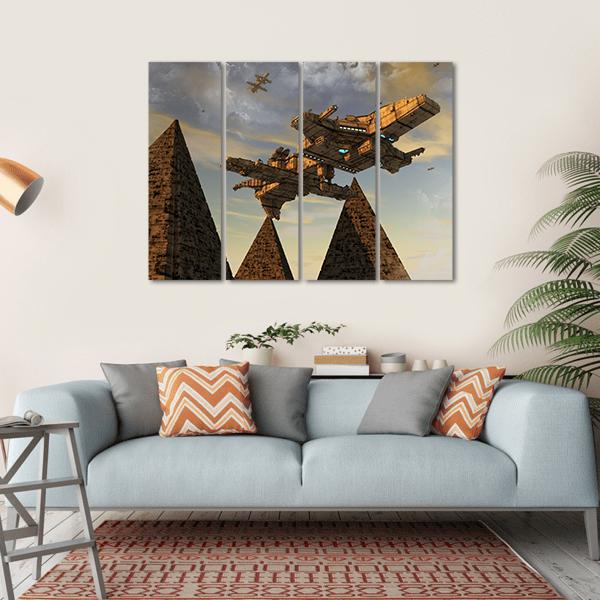 Futuristic UFO Canvas Wall Art-4 Horizontal-Gallery Wrap-34" x 24"-Tiaracle