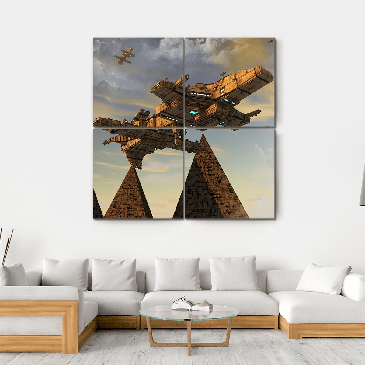 Futuristic UFO Canvas Wall Art-4 Square-Gallery Wrap-17" x 17"-Tiaracle