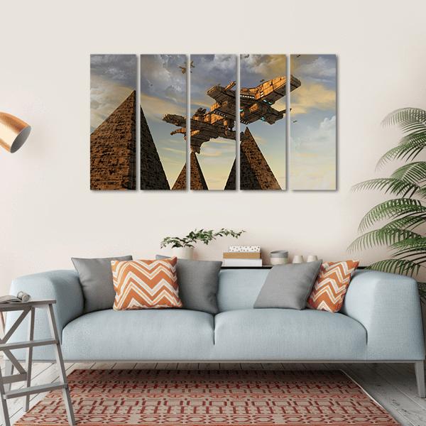 Futuristic UFO Canvas Wall Art-5 Horizontal-Gallery Wrap-22" x 12"-Tiaracle