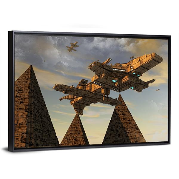 Futuristic UFO Canvas Wall Art-3 Horizontal-Gallery Wrap-25" x 16"-Tiaracle