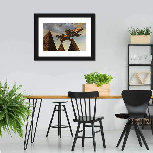 Futuristic UFO Canvas Wall Art-3 Horizontal-Gallery Wrap-25" x 16"-Tiaracle