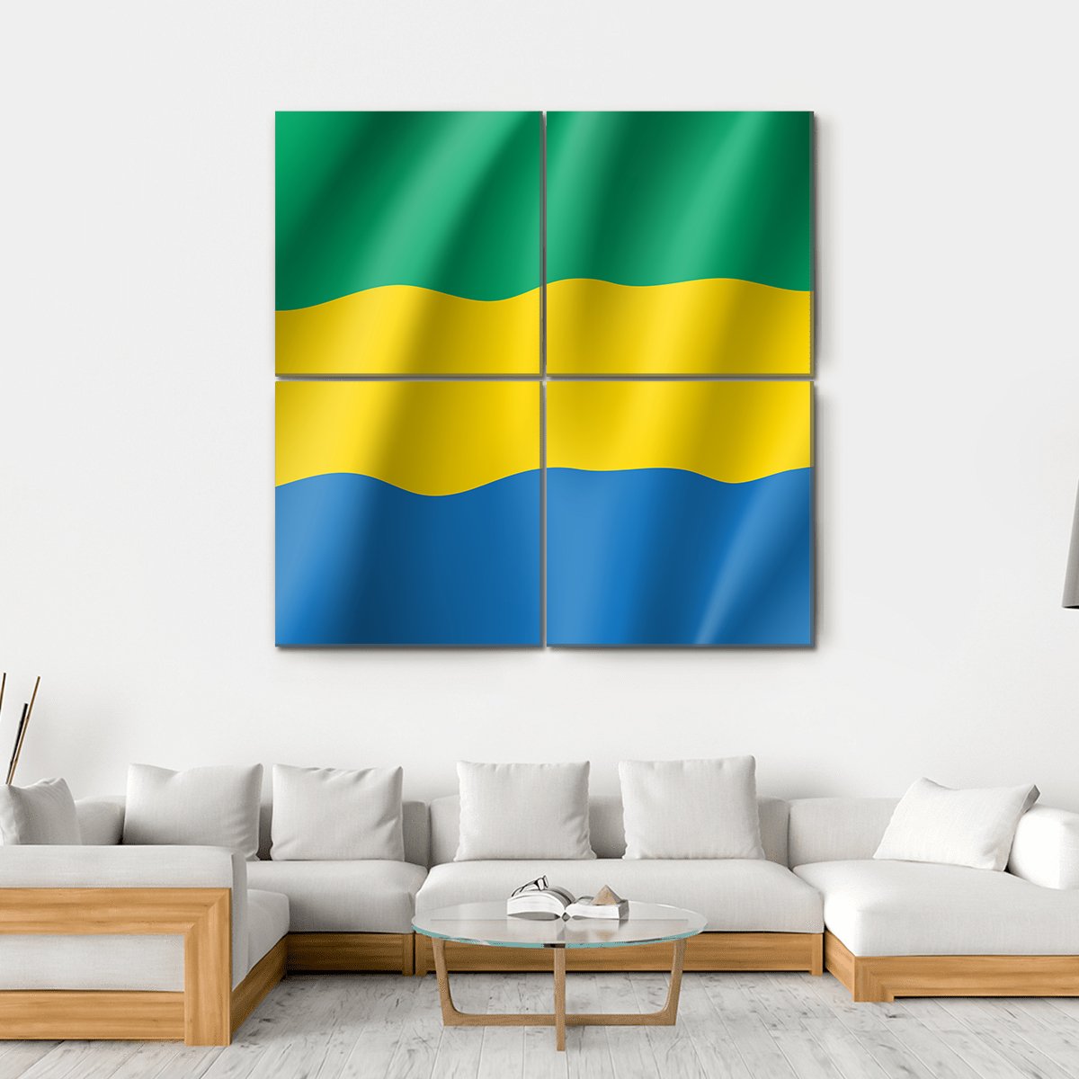 Gabon Flag Canvas Wall Art-4 Square-Gallery Wrap-17" x 17"-Tiaracle