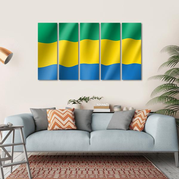 Gabon Flag Canvas Wall Art-5 Horizontal-Gallery Wrap-22" x 12"-Tiaracle