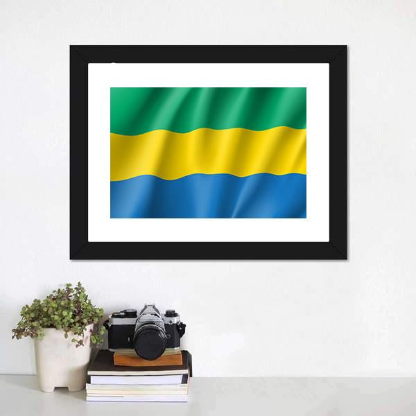 Gabon Flag Canvas Wall Art-1 Piece-Framed Print-20" x 16"-Tiaracle