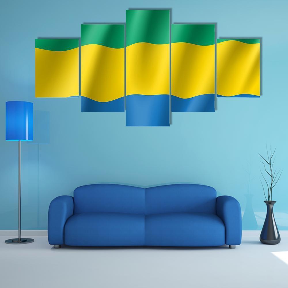 Gabon Flag Canvas Wall Art-5 Pop-Gallery Wrap-47" x 32"-Tiaracle