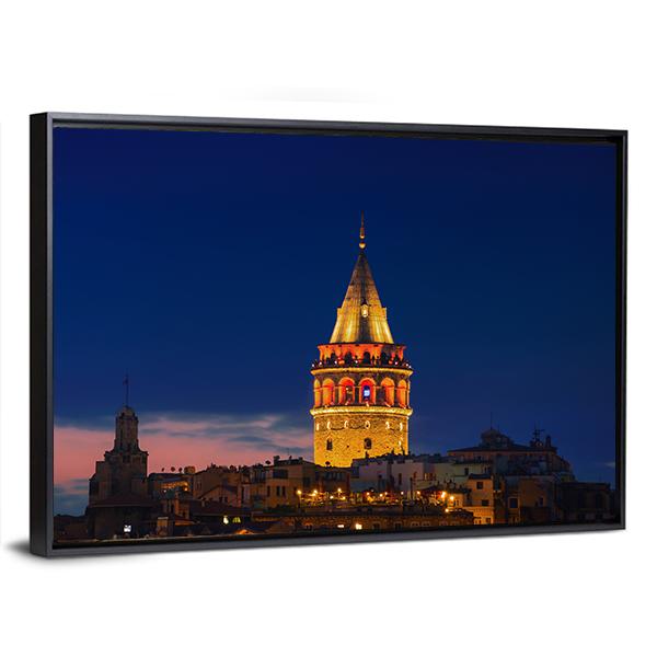 Galata Tower In Istanbul Canvas Wall Art-3 Horizontal-Gallery Wrap-25" x 16"-Tiaracle