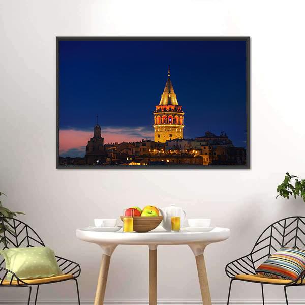 Galata Tower In Istanbul Canvas Wall Art-3 Horizontal-Gallery Wrap-25" x 16"-Tiaracle