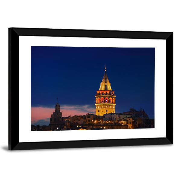 Galata Tower In Istanbul Canvas Wall Art-3 Horizontal-Gallery Wrap-25" x 16"-Tiaracle