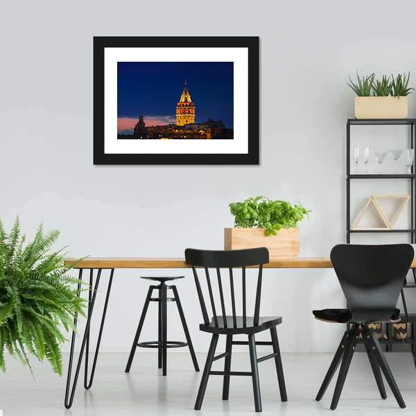 Galata Tower In Istanbul Canvas Wall Art-3 Horizontal-Gallery Wrap-25" x 16"-Tiaracle