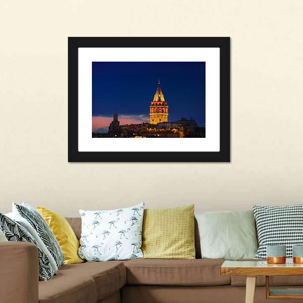 Galata Tower In Istanbul Canvas Wall Art-3 Horizontal-Gallery Wrap-25" x 16"-Tiaracle