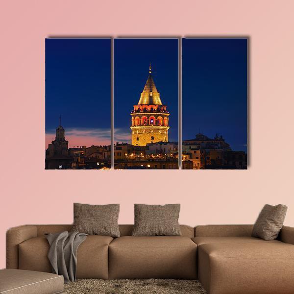 Galata Tower In Istanbul Canvas Wall Art-3 Horizontal-Gallery Wrap-37" x 24"-Tiaracle