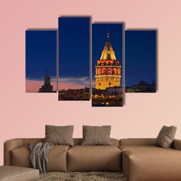 Galata Tower In Istanbul Canvas Wall Art-4 Pop-Gallery Wrap-50" x 32"-Tiaracle