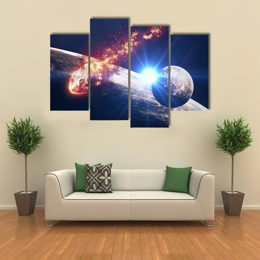 Galaxies In Outer Space Canvas Wall Art-4 Pop-Gallery Wrap-50" x 32"-Tiaracle