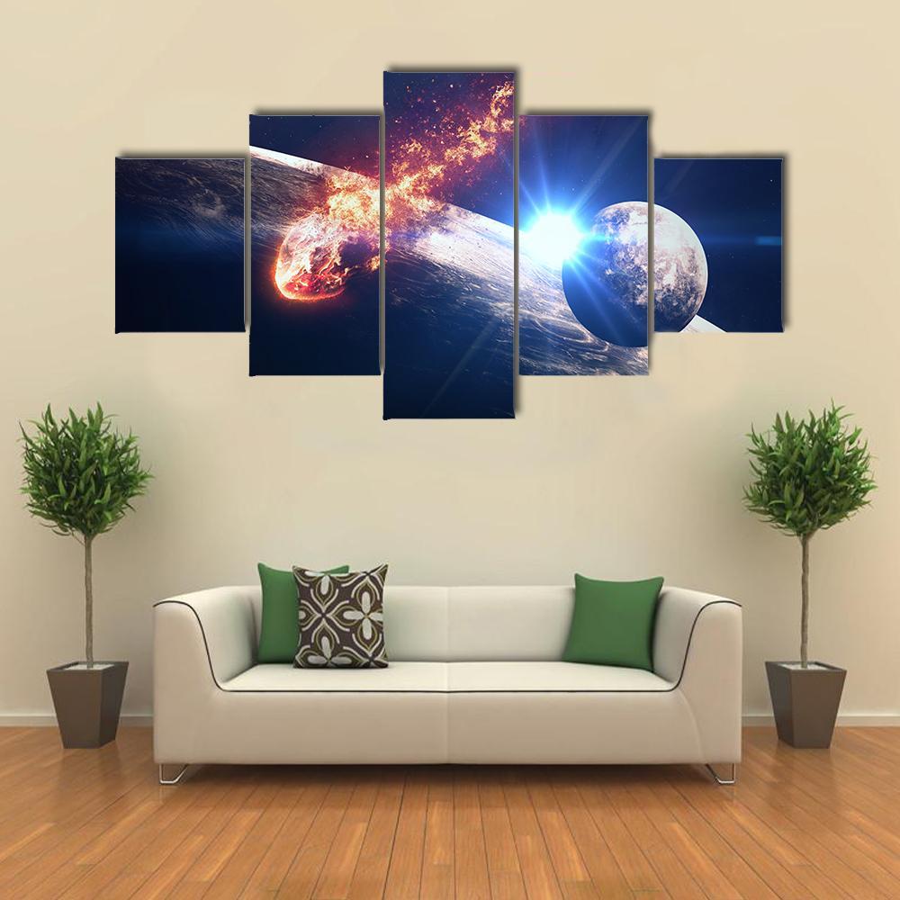 Galaxies In Outer Space Canvas Wall Art-5 Star-Gallery Wrap-62" x 32"-Tiaracle