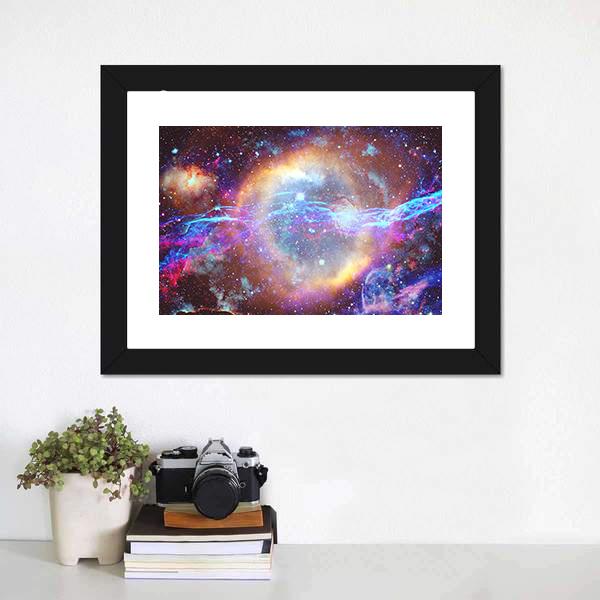 Galaxy And Nebula Canvas Wall Art-1 Piece-Framed Print-20" x 16"-Tiaracle