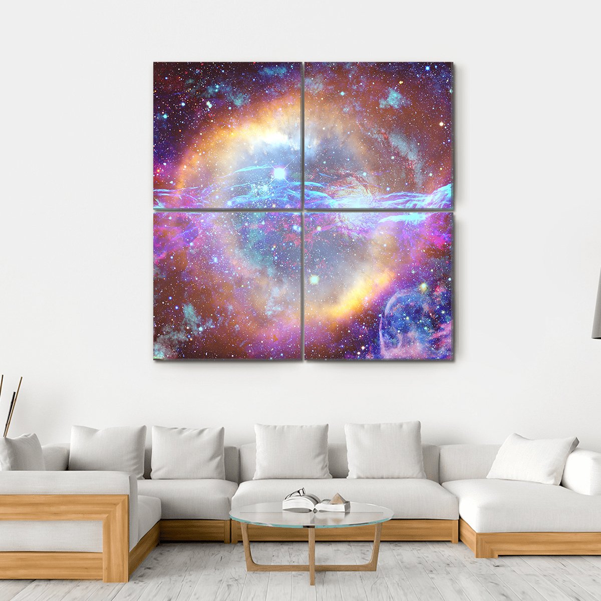 Galaxy And Nebula Canvas Wall Art-4 Square-Gallery Wrap-17" x 17"-Tiaracle