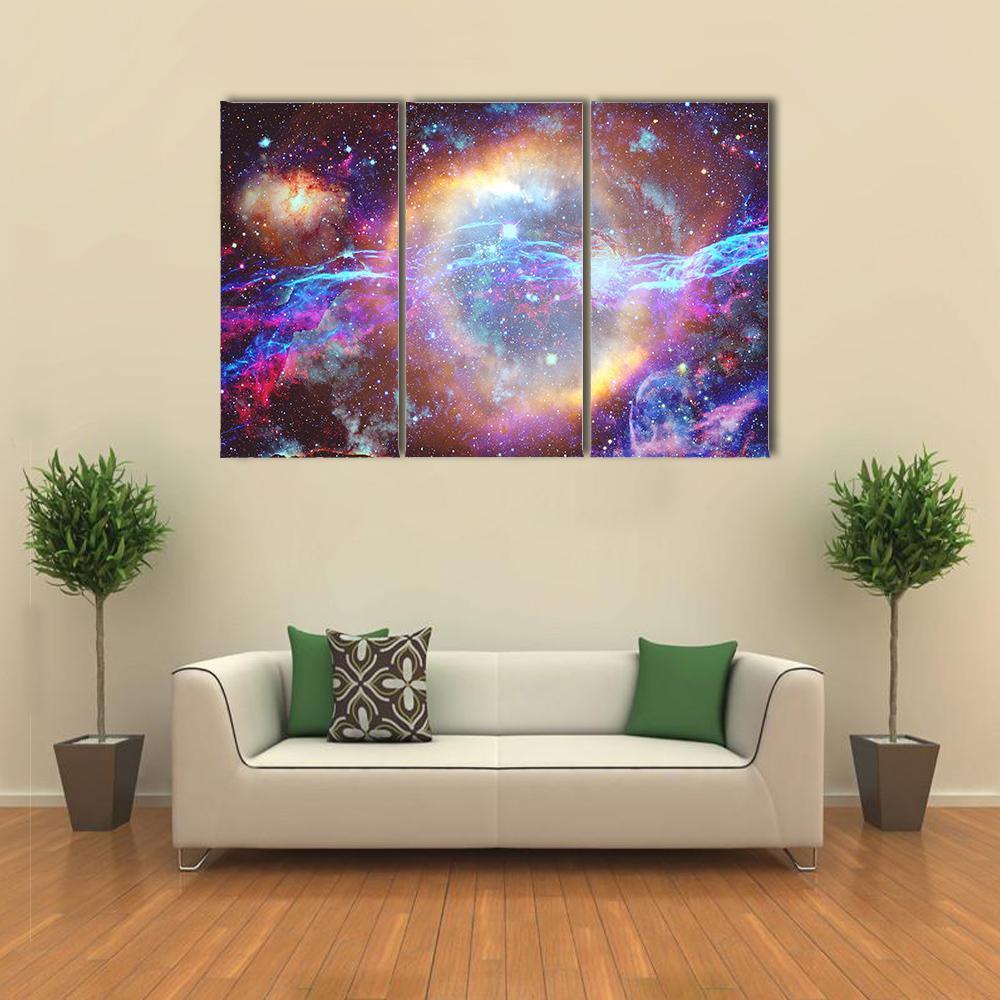 Galaxy And Nebula Canvas Wall Art-3 Horizontal-Gallery Wrap-37" x 24"-Tiaracle