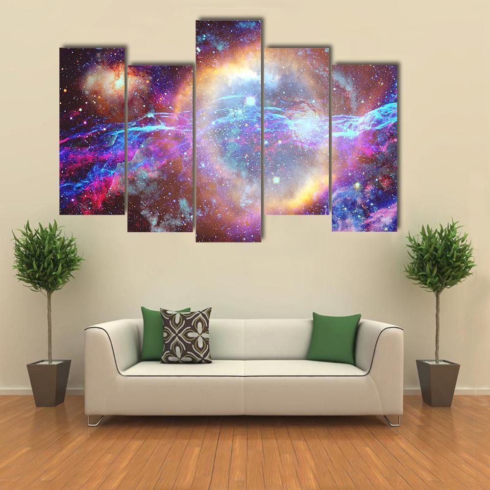 Galaxy And Nebula Canvas Wall Art-5 Pop-Gallery Wrap-47" x 32"-Tiaracle
