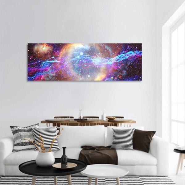 Galaxy And Nebula Panoramic Canvas Wall Art-1 Piece-36" x 12"-Tiaracle