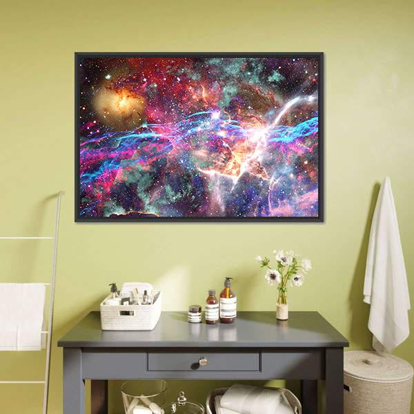 Galaxy &amp; Nebula Canvas Wall Art-1 Piece-Floating Frame-24" x 16"-Tiaracle