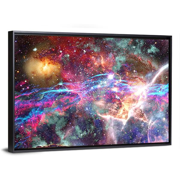 Galaxy &amp; Nebula Canvas Wall Art-3 Horizontal-Gallery Wrap-25" x 16"-Tiaracle