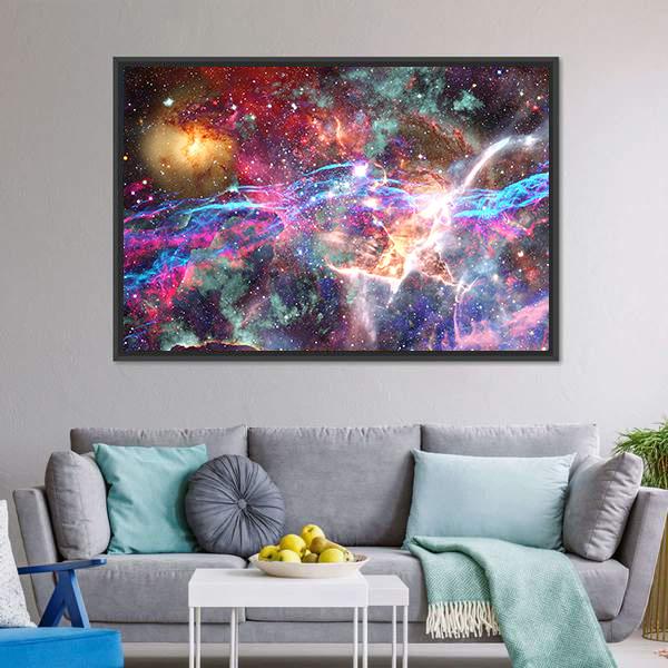 Galaxy &amp; Nebula Canvas Wall Art-3 Horizontal-Gallery Wrap-25" x 16"-Tiaracle