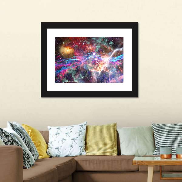 Galaxy &amp; Nebula Canvas Wall Art-3 Horizontal-Gallery Wrap-25" x 16"-Tiaracle