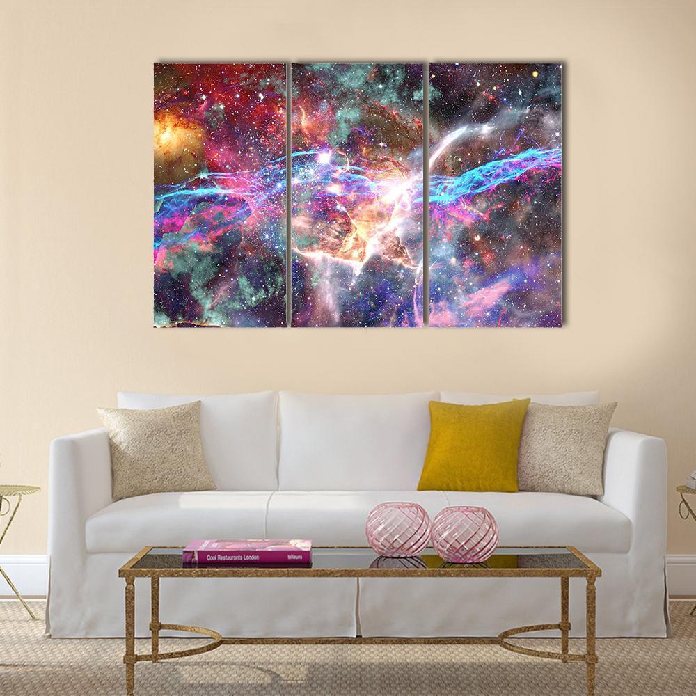 Galaxy &amp; Nebula Canvas Wall Art-3 Horizontal-Gallery Wrap-37" x 24"-Tiaracle