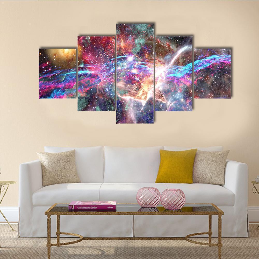Galaxy & Nebula Canvas Wall Art-4 Pop-Gallery Wrap-50" x 32"-Tiaracle
