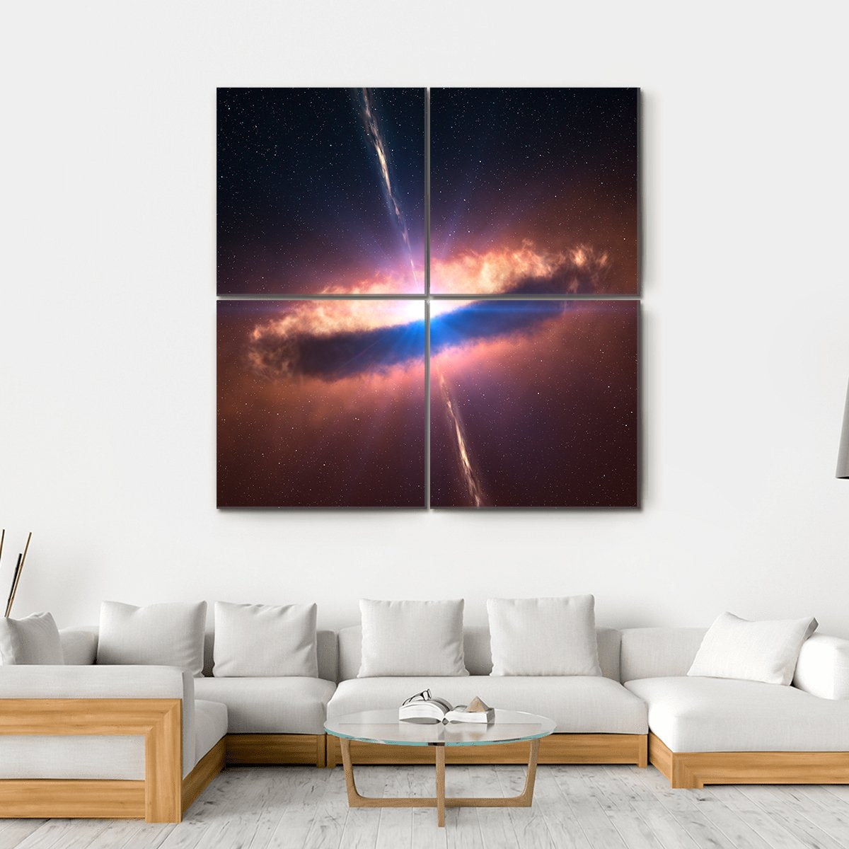 Galaxy System With Bright Optical Centre Element Canvas Wall Art-4 Square-Gallery Wrap-17" x 17"-Tiaracle