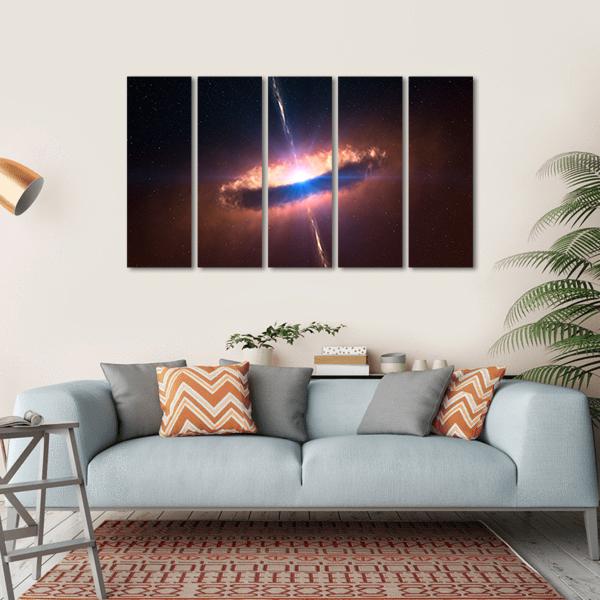 Galaxy System With Bright Optical Centre Element Canvas Wall Art-5 Horizontal-Gallery Wrap-22" x 12"-Tiaracle