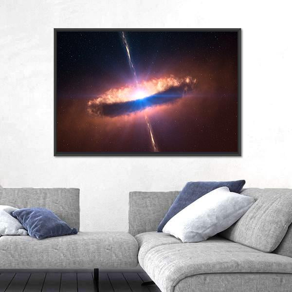 Galaxy System With Bright Optical Centre Element Panoramic Canvas Wall Art-1 Piece-36" x 12"-Tiaracle
