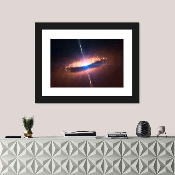 Galaxy System With Bright Optical Centre Element Panoramic Canvas Wall Art-1 Piece-36" x 12"-Tiaracle