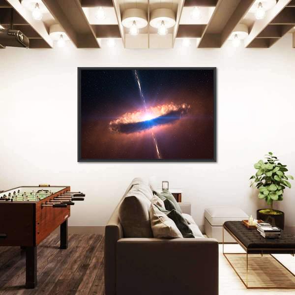 Galaxy System With Bright Optical Centre Element Panoramic Canvas Wall Art-1 Piece-36" x 12"-Tiaracle