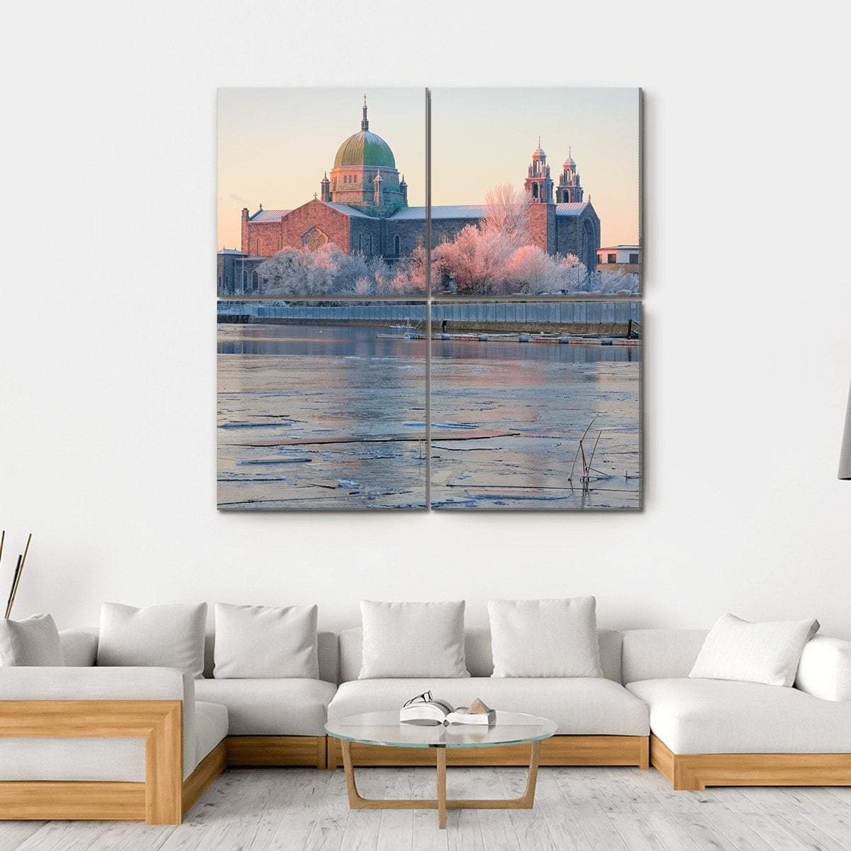 Galway Cathedral In Winter Canvas Wall Art-4 Square-Gallery Wrap-17" x 17"-Tiaracle