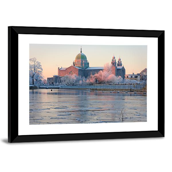 Galway Cathedral In Winter Canvas Wall Art-3 Horizontal-Gallery Wrap-25" x 16"-Tiaracle