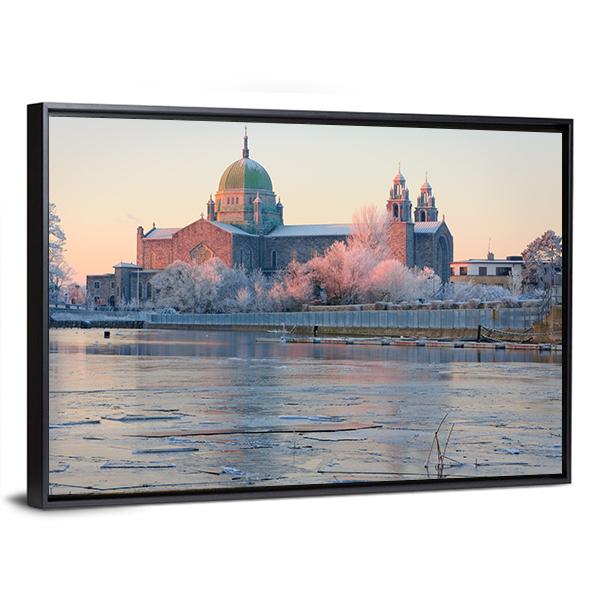 Galway Cathedral In Winter Canvas Wall Art-5 Horizontal-Gallery Wrap-22" x 12"-Tiaracle