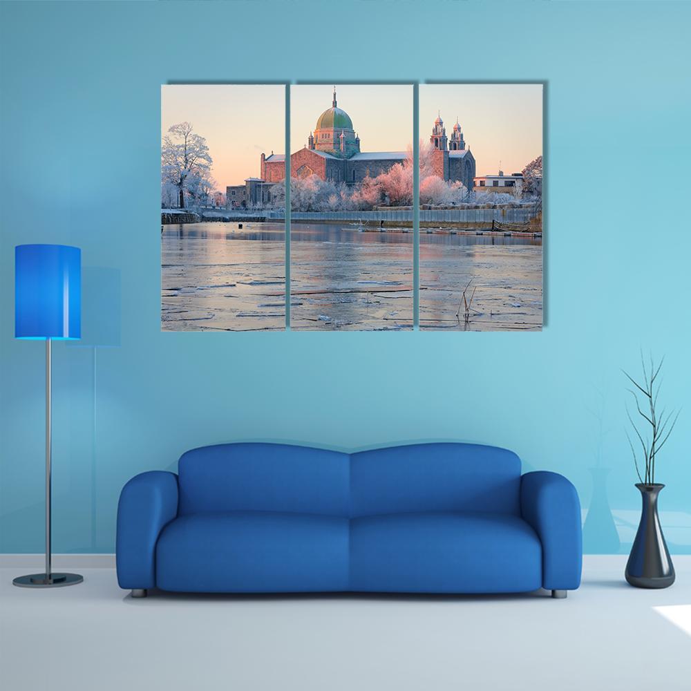 Galway Cathedral In Winter Canvas Wall Art-3 Horizontal-Gallery Wrap-37" x 24"-Tiaracle