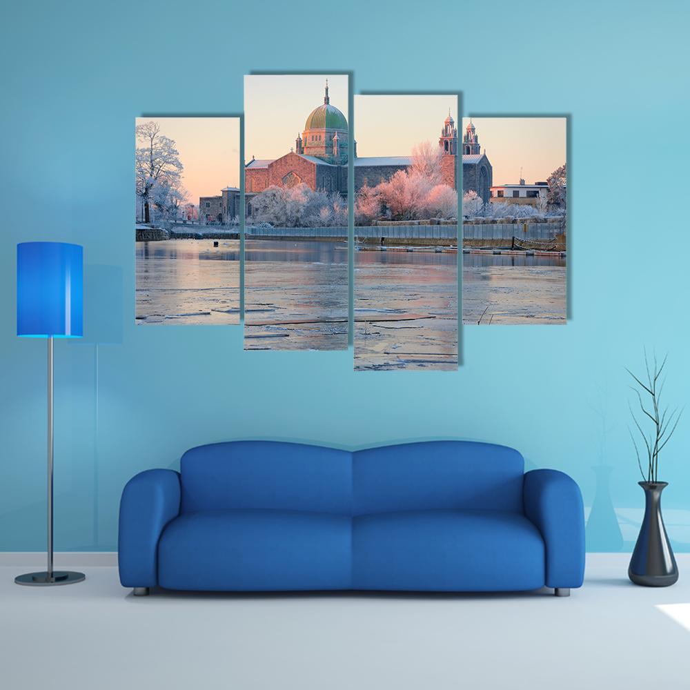 Galway Cathedral In Winter Canvas Wall Art-4 Pop-Gallery Wrap-50" x 32"-Tiaracle