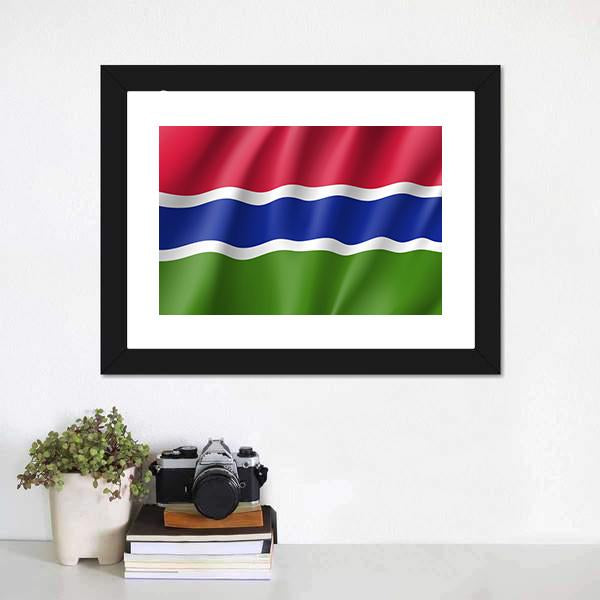 Gambia Flag Canvas Wall Art-1 Piece-Framed Print-20" x 16"-Tiaracle