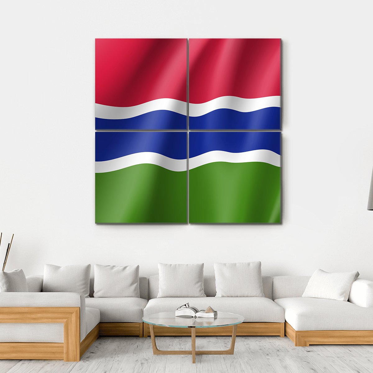 Gambia Flag Canvas Wall Art-4 Square-Gallery Wrap-17" x 17"-Tiaracle