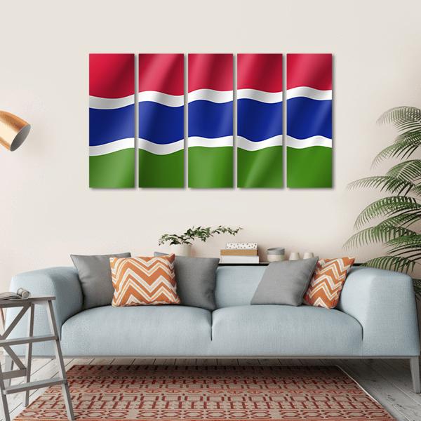Gambia Flag Canvas Wall Art-5 Horizontal-Gallery Wrap-22" x 12"-Tiaracle