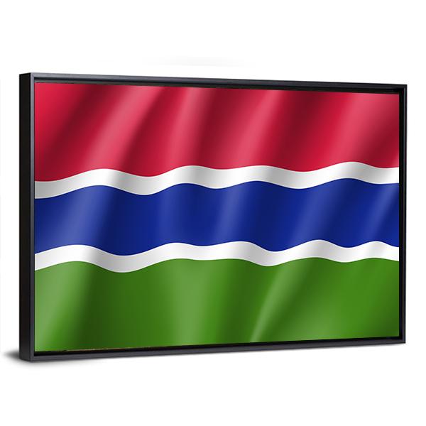 Gambia Flag Canvas Wall Art-3 Horizontal-Gallery Wrap-25" x 16"-Tiaracle