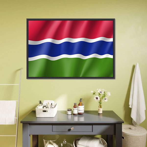 Gambia Flag Canvas Wall Art-1 Piece-Floating Frame-24" x 16"-Tiaracle