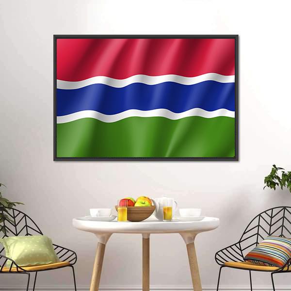 Gambia Flag Canvas Wall Art-3 Horizontal-Gallery Wrap-25" x 16"-Tiaracle