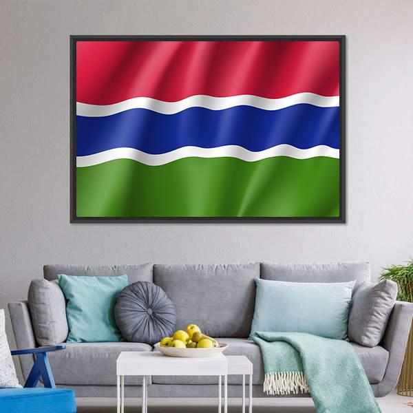 Gambia Flag Canvas Wall Art-5 Horizontal-Gallery Wrap-22" x 12"-Tiaracle