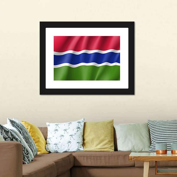 Gambia Flag Canvas Wall Art-5 Horizontal-Gallery Wrap-22" x 12"-Tiaracle