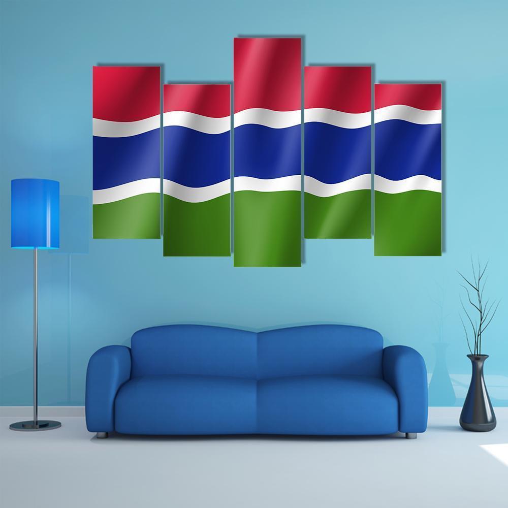 Gambia Flag Canvas Wall Art-5 Pop-Gallery Wrap-47" x 32"-Tiaracle